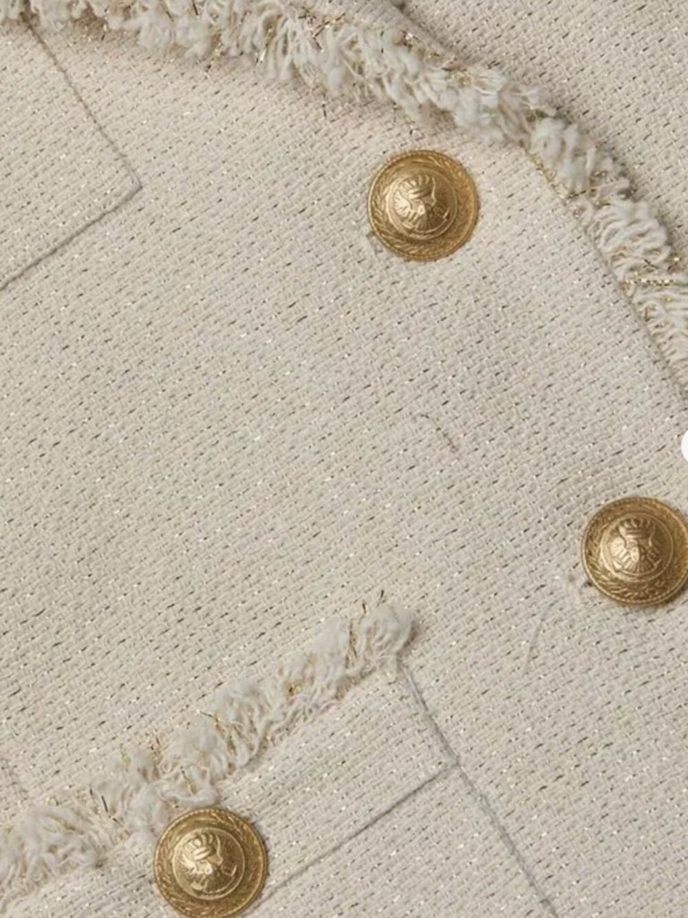 NWT L’AGENCE Sylvia Collard Tweed Jacket Ivory Gold Fringe Blazer Sz 0 business - Picture 3 of 6